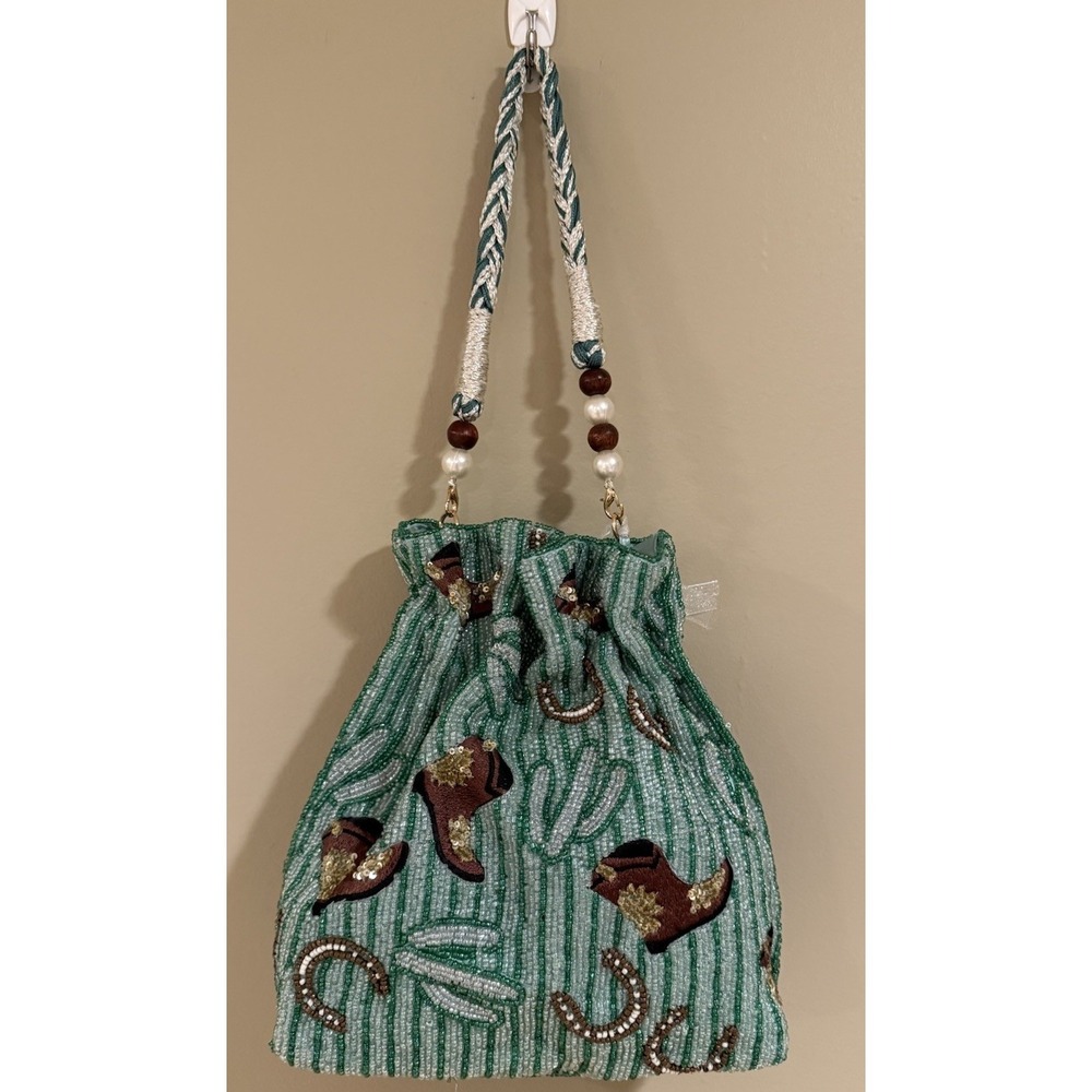Viral -Made in India Beaded Purse- Cowboy Boot and Horseshoe Motif